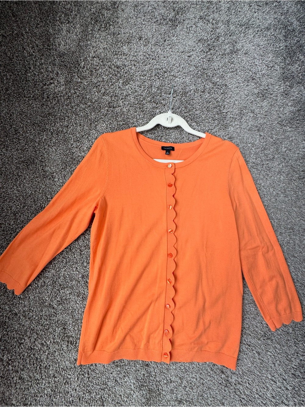 Talbots Orange Scallop-Edge Button Cardigan Size Medium